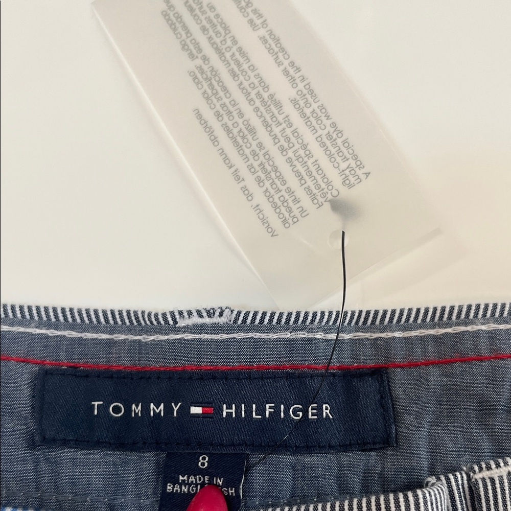 #188 Tommy Hilfiger Women’s capri Blue Striped Pants  NWT - Picture 6 of 11